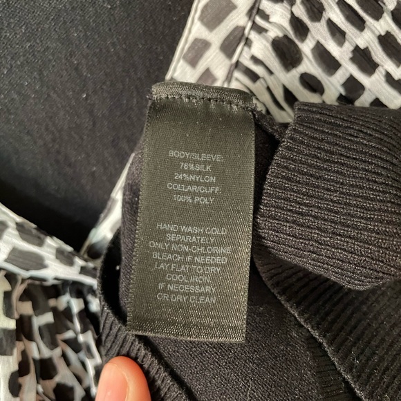 Black Sweater with Animal Print Ruffled Collar and Sleeves - Picture 4 of 4